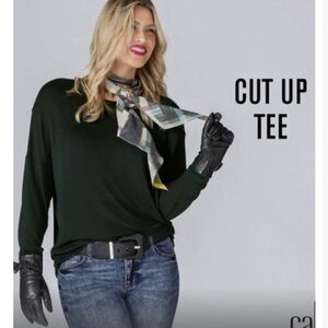 CAbi Dark Green Long Sleeve Top